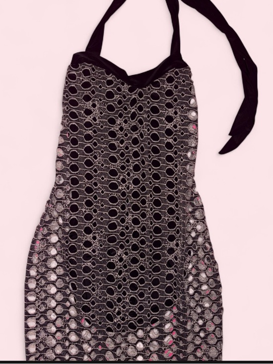 Vintage Dresses & Skirts - Y2k Black & gray cutout mini halter dress with adjustable straps  #festival fits